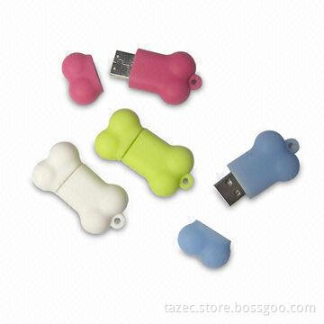 Silicone Bone-shaped USB Flash Drives with Capacity Ranging from 16MB to 4GB
